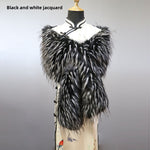 Black And White Jacquard Wide Shawl