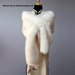 White Brown Pointy Fox Wide Shawl