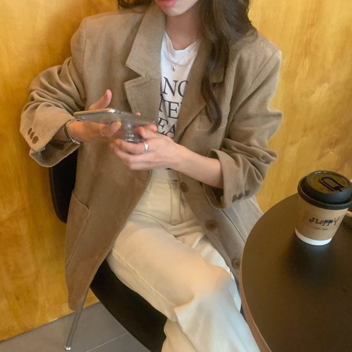 Women'S Solid Color Corduroy Coat