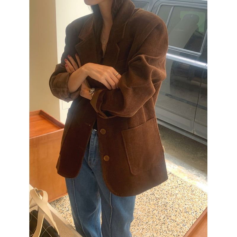 Women'S Solid Color Corduroy Coat