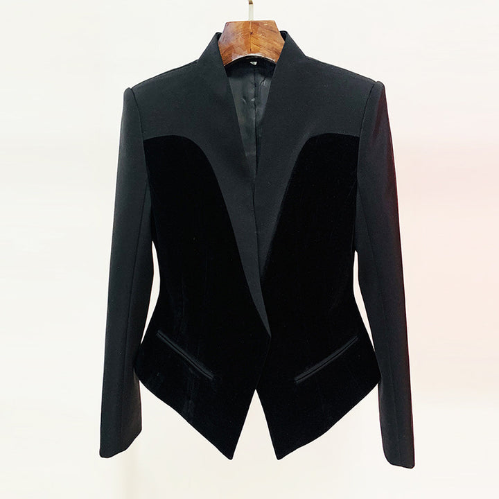 Slim-Fit Silhouette Velvet Jacket