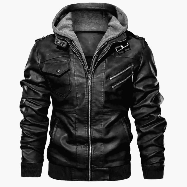 Men'S Hooded Leather Jacket