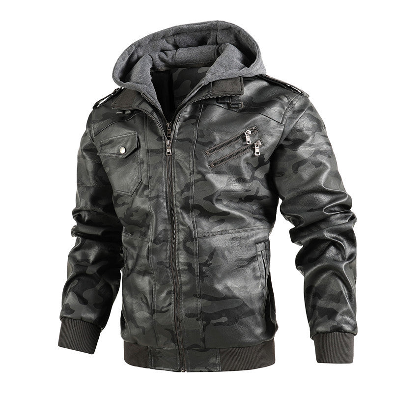Men'S Hooded Leather Jacket