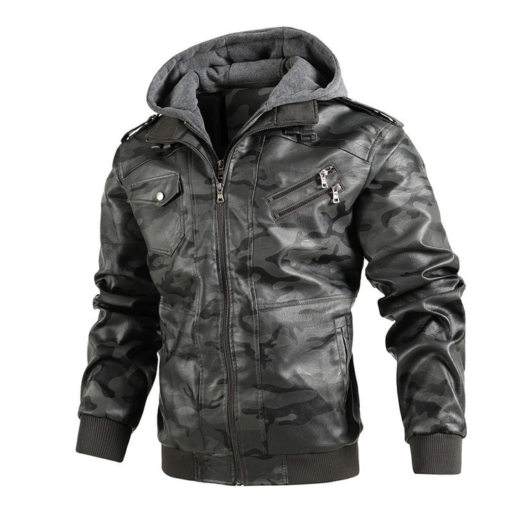 Men'S Hooded Leather Jacket