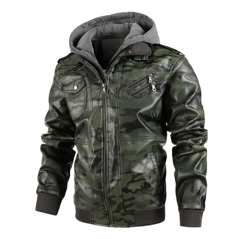 Men'S Hooded Leather Jacket