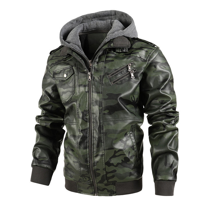 Men'S Hooded Leather Jacket