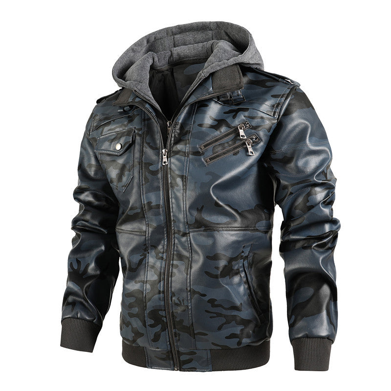 Men'S Hooded Leather Jacket