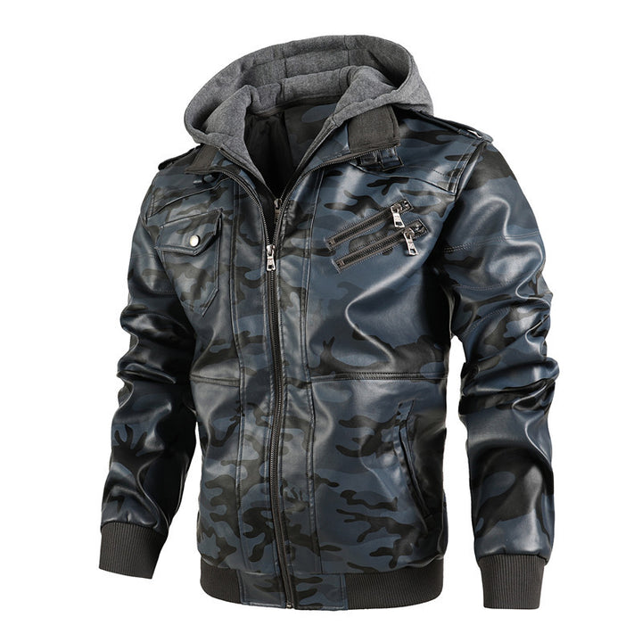 Men'S Hooded Leather Jacket