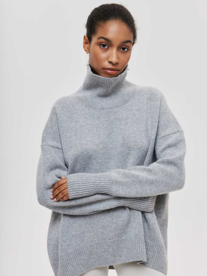 Loose Solid Color Turtleneck Sweater