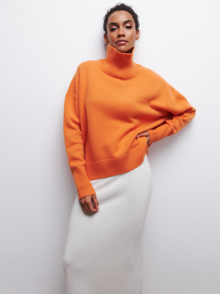 Loose Solid Color Turtleneck Sweater