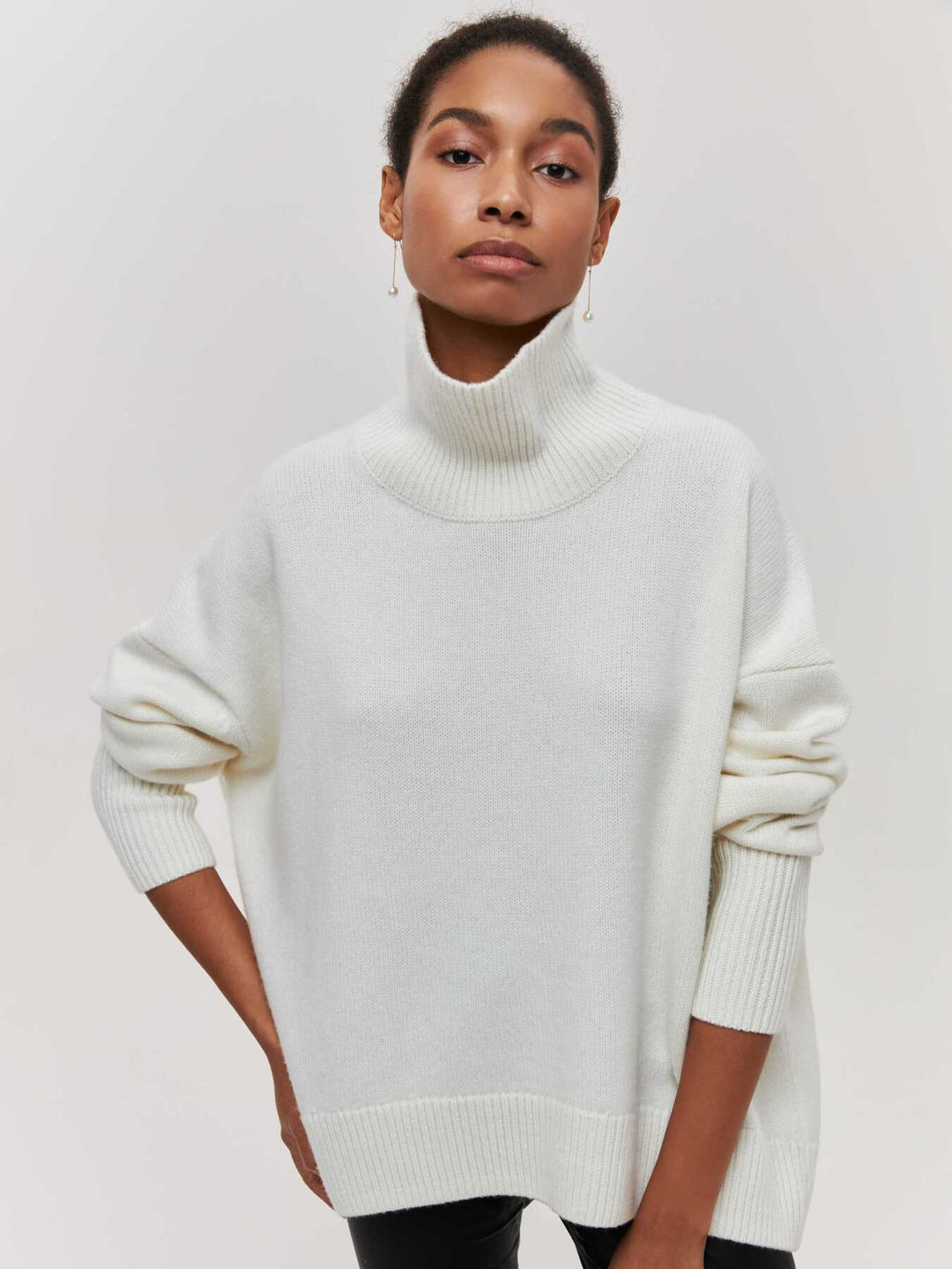 Loose Solid Color Turtleneck Sweater