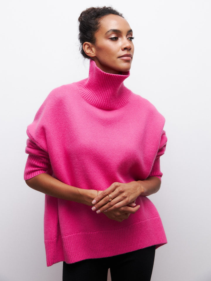 Loose Solid Color Turtleneck Sweater