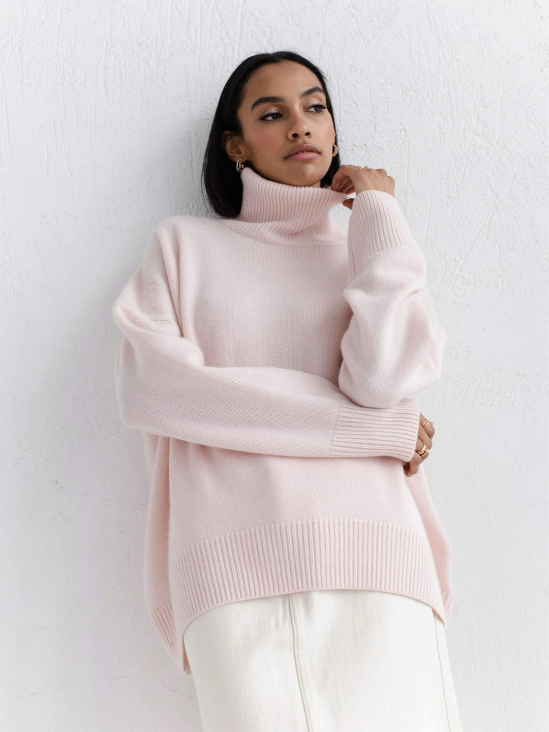 Loose Solid Color Turtleneck Sweater