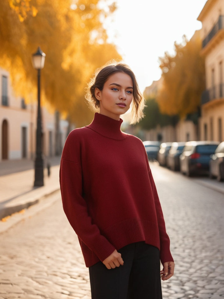Loose Solid Color Turtleneck Sweater