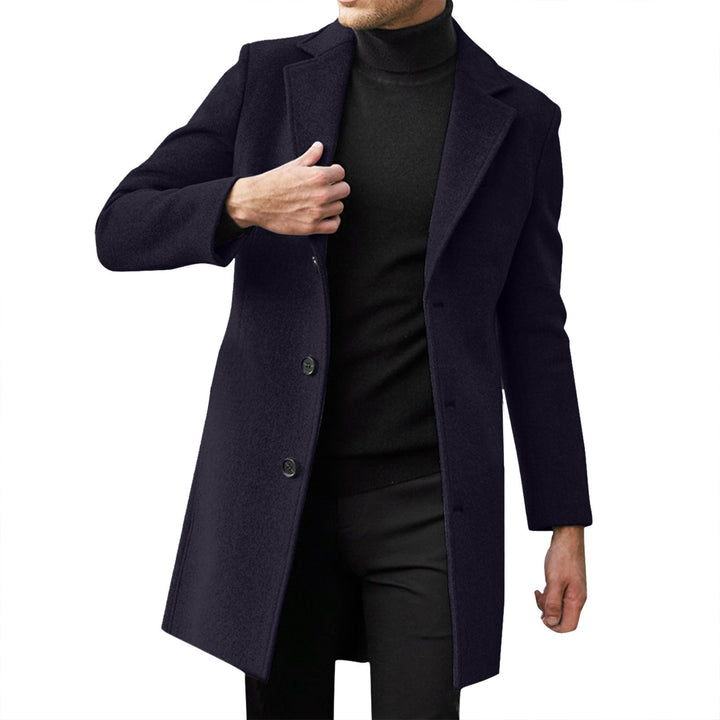 Solid Color Single-Breasted Slim-Fit Coat