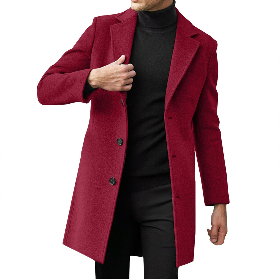Solid Color Single-Breasted Slim-Fit Coat