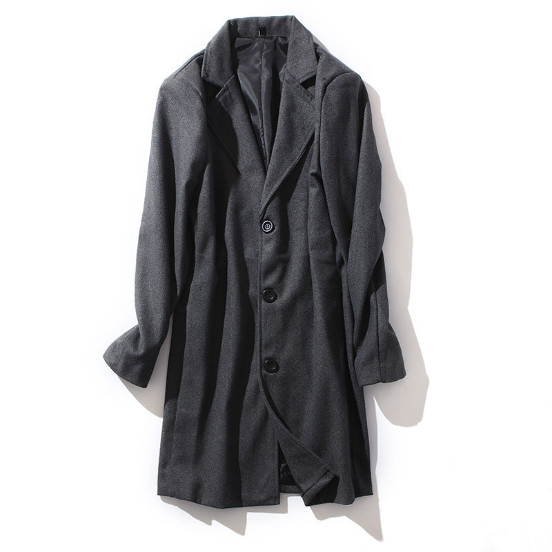 Solid Color Single-Breasted Slim-Fit Coat