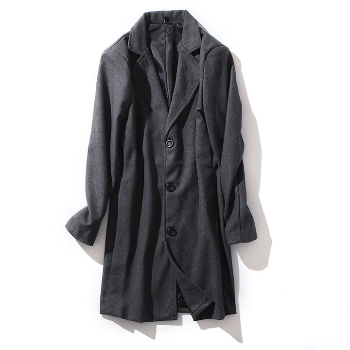 Solid Color Single-Breasted Slim-Fit Coat