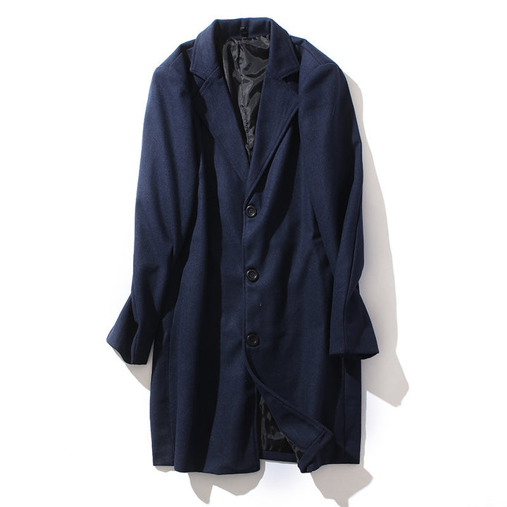Solid Color Single-Breasted Slim-Fit Coat