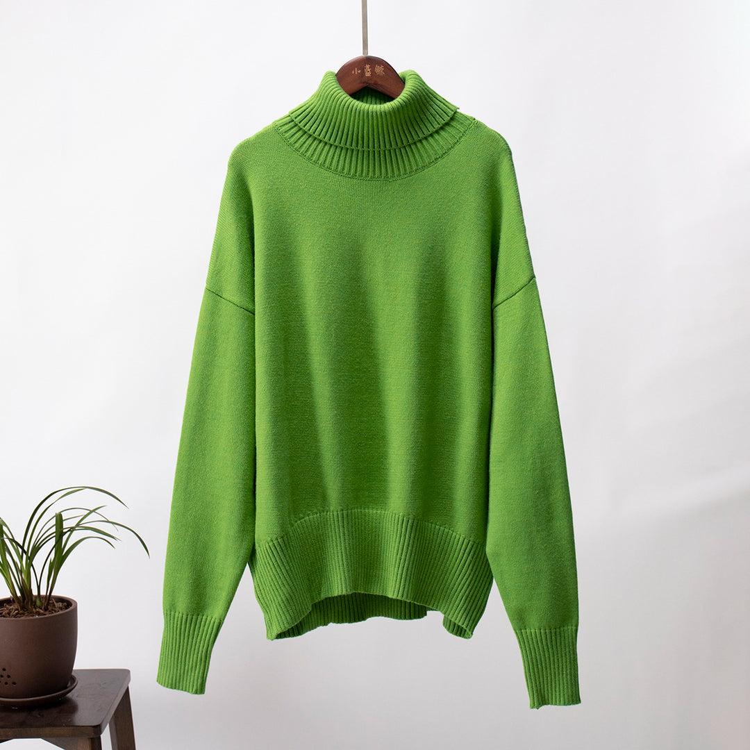 Solid Color Turtleneck Sweater