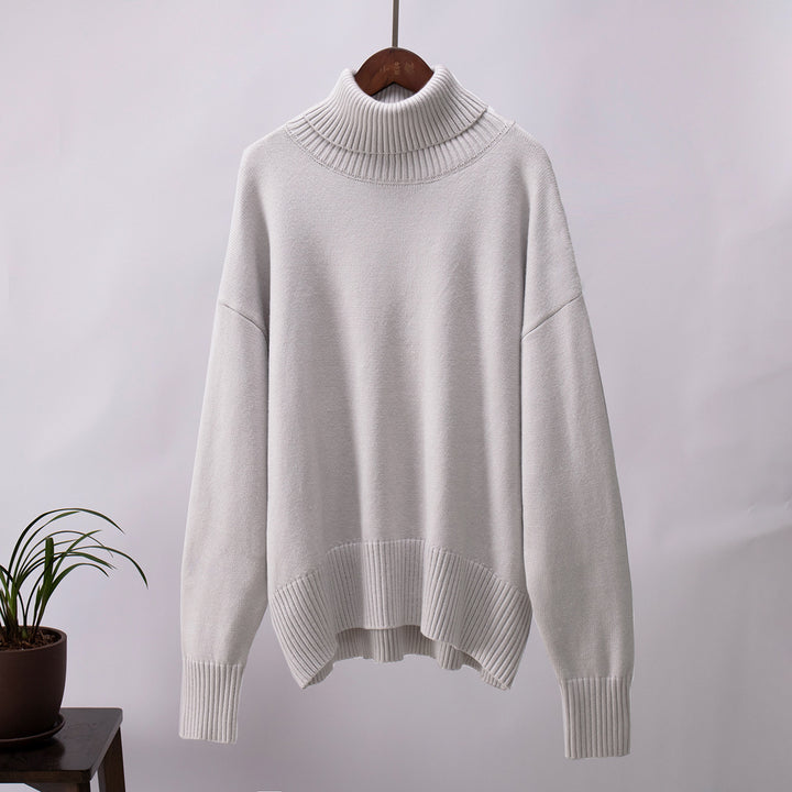 Solid Color Turtleneck Sweater