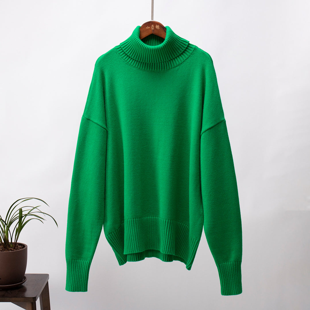 Solid Color Turtleneck Sweater