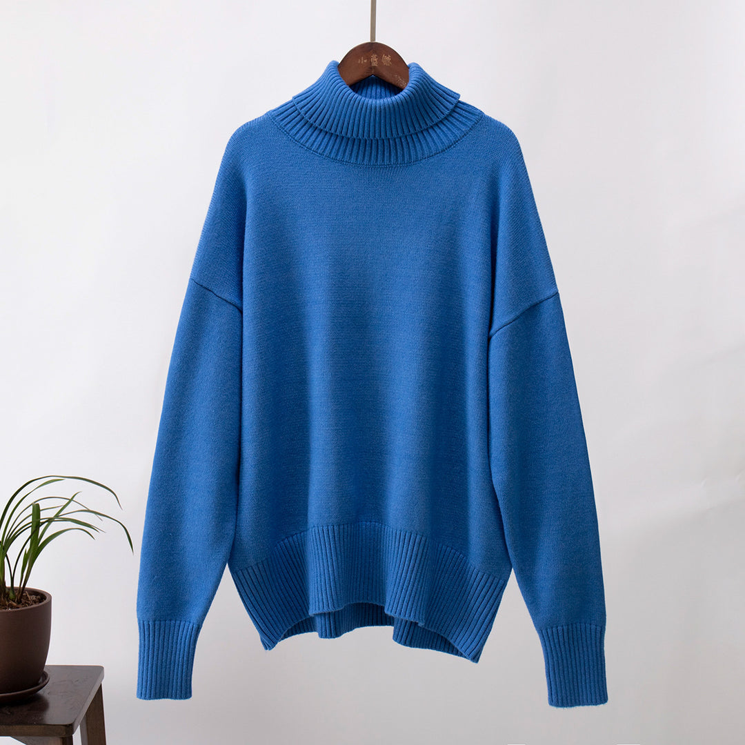 Solid Color Turtleneck Sweater