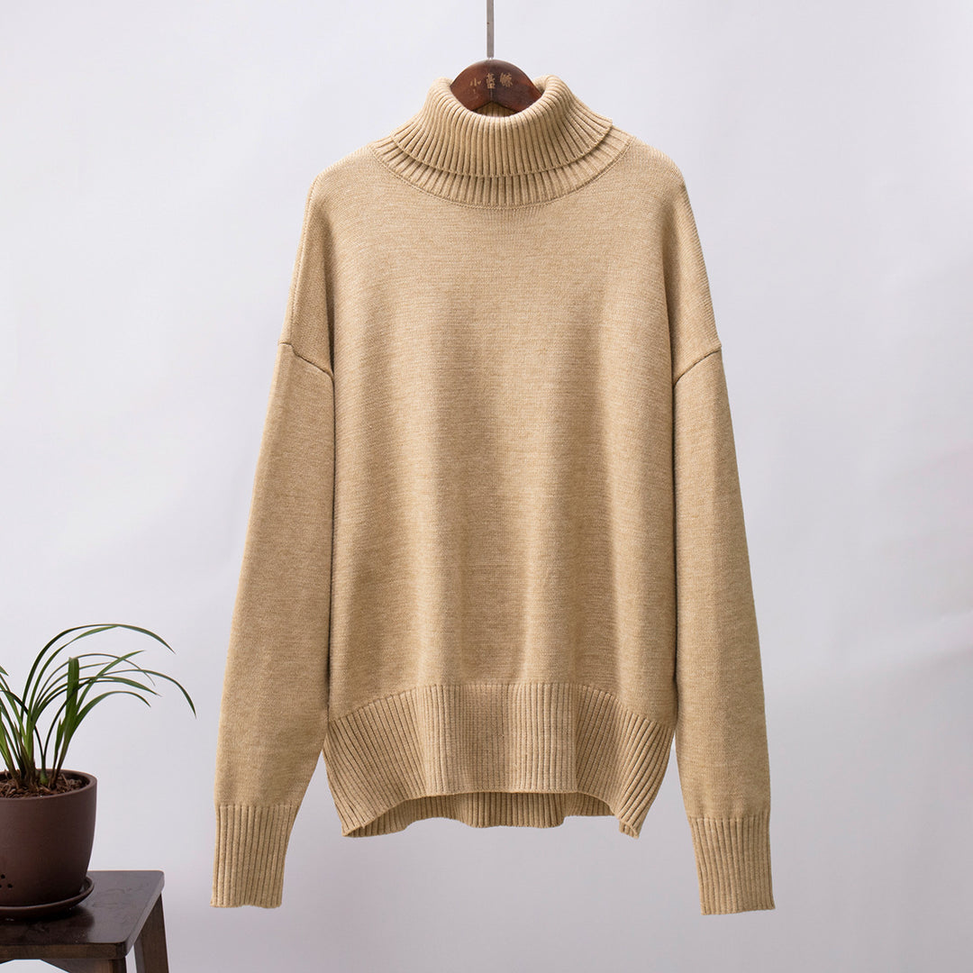 Solid Color Turtleneck Sweater