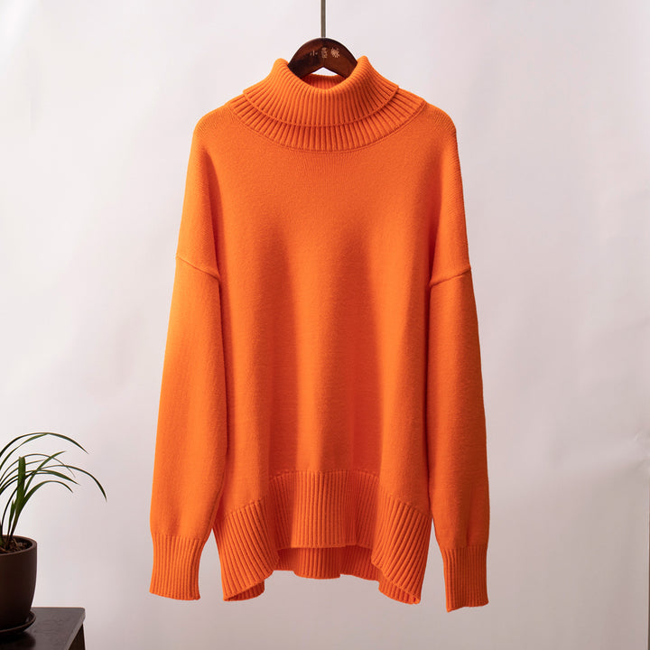 Solid Color Turtleneck Sweater