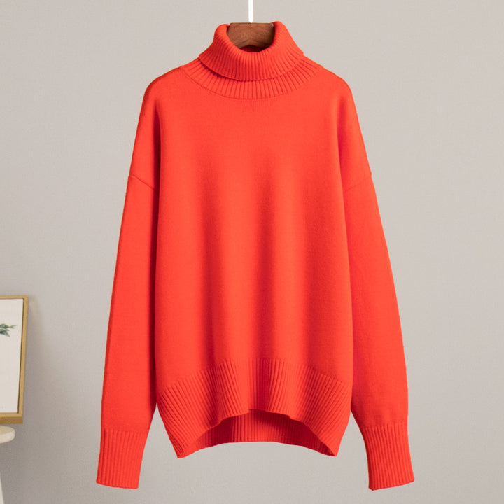 Solid Color Turtleneck Sweater