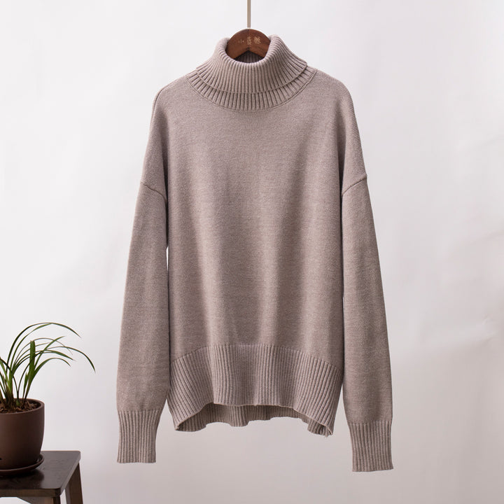 Solid Color Turtleneck Sweater