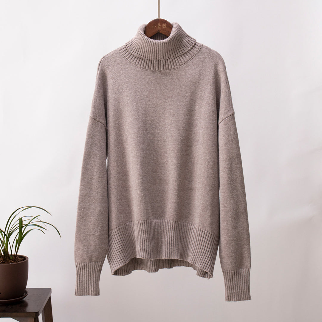 Solid Color Turtleneck Sweater