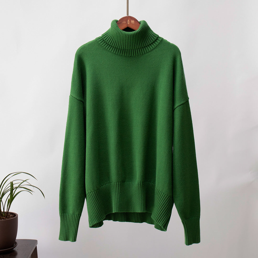 Solid Color Turtleneck Sweater