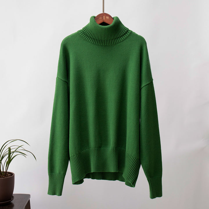 Solid Color Turtleneck Sweater