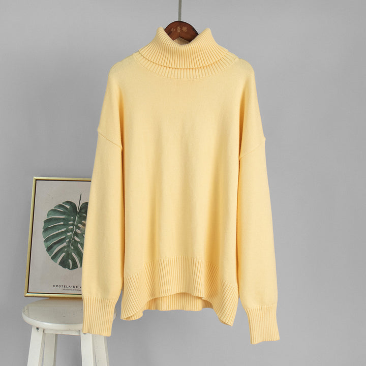 Solid Color Turtleneck Sweater