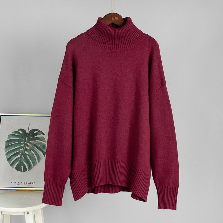 Solid Color Turtleneck Sweater
