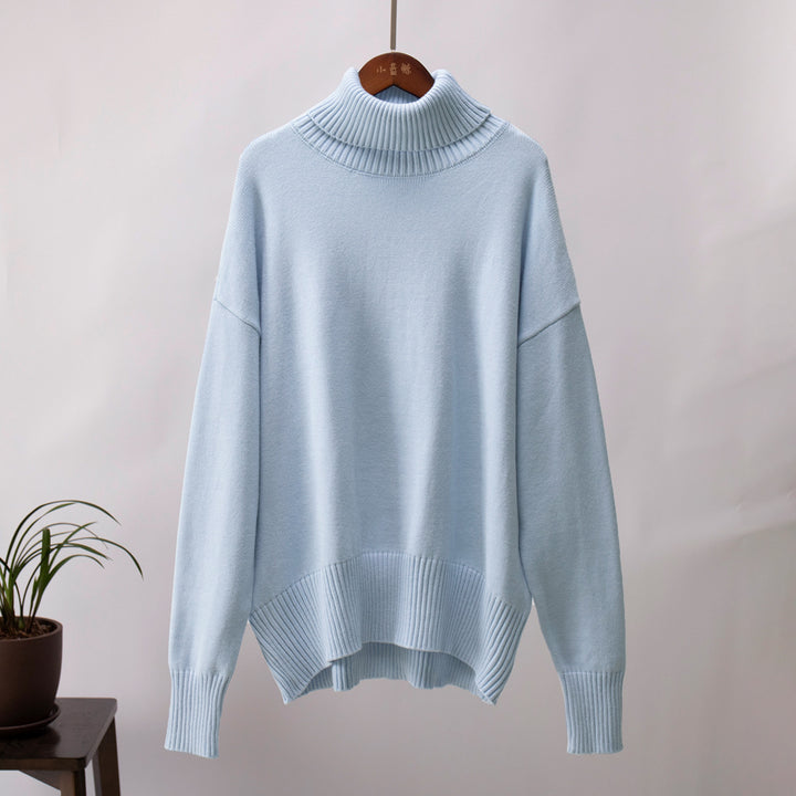 Solid Color Turtleneck Sweater