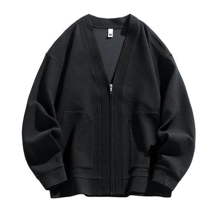 Japanese Solid Color Zip Jacket