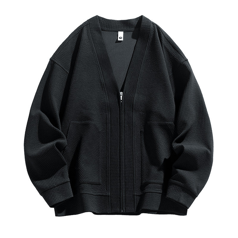 Japanese Solid Color Zip Jacket