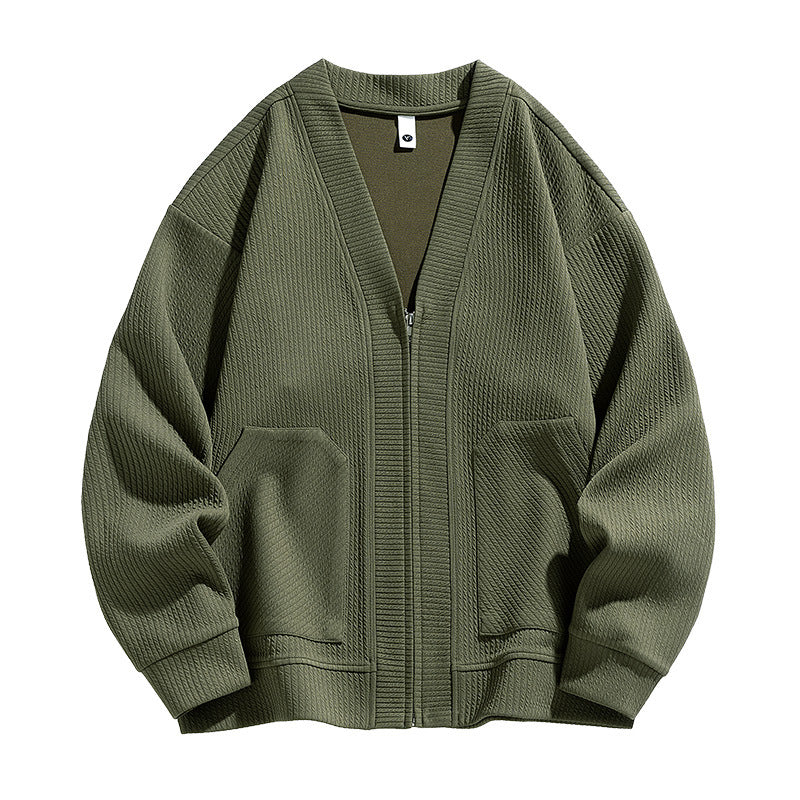 Japanese Solid Color Zip Jacket