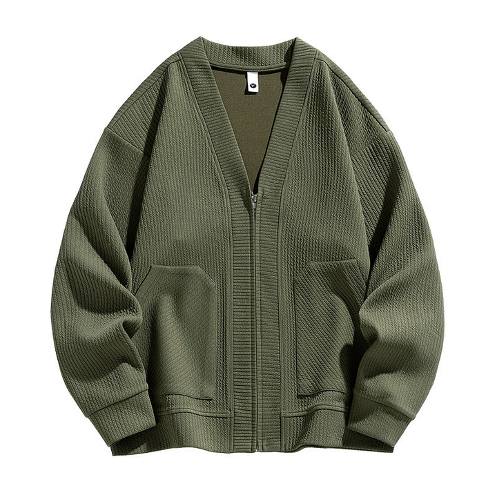 Japanese Solid Color Zip Jacket