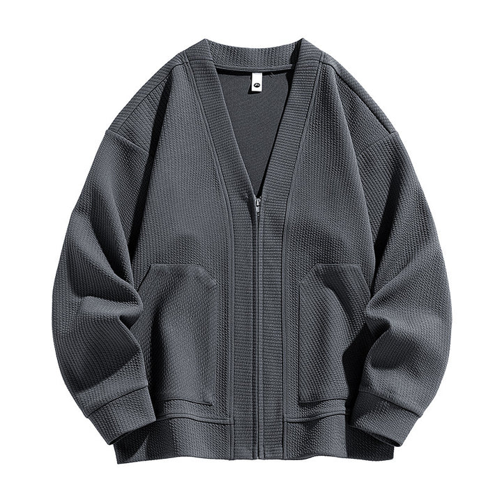 Japanese Solid Color Zip Jacket