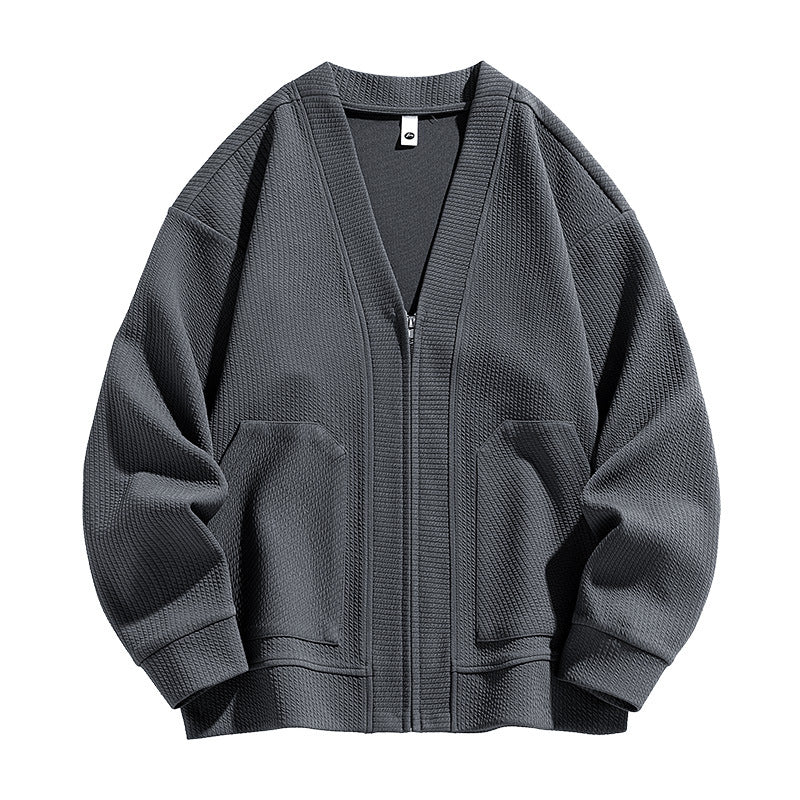 Japanese Solid Color Zip Jacket