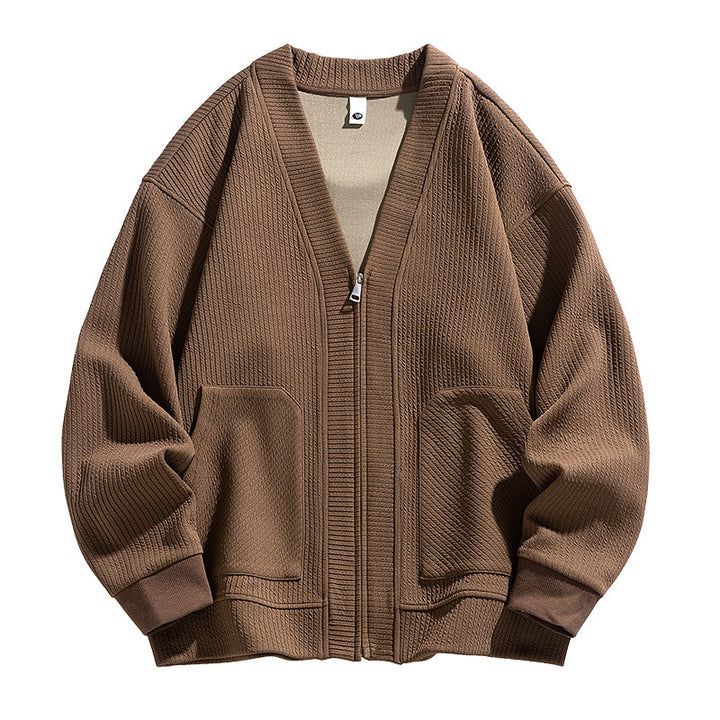 Japanese Solid Color Zip Jacket