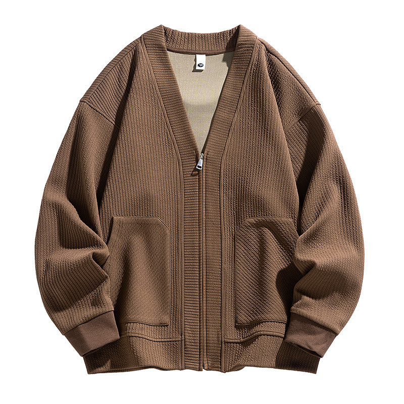 Japanese Solid Color Zip Jacket
