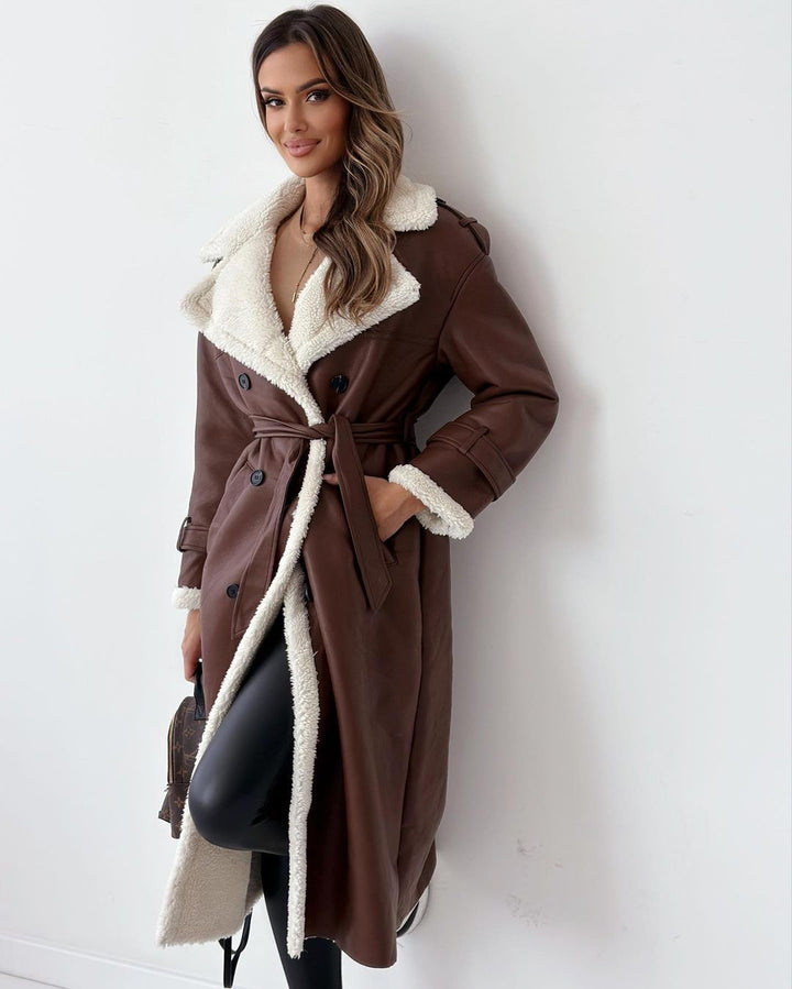 Women's Double Collar Oversized Lapel Long Coat