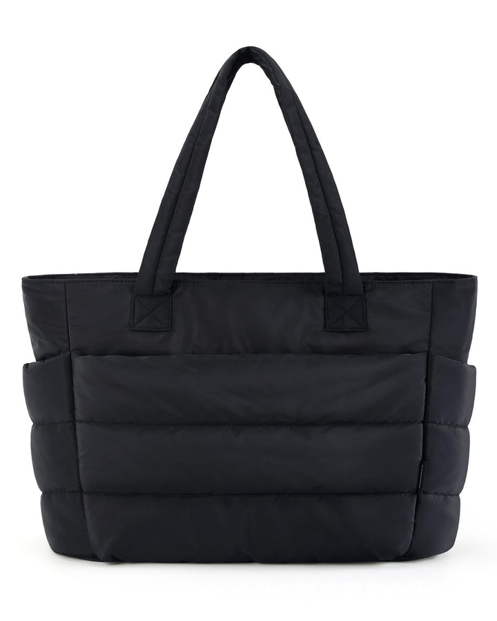 Women's Puffer Tote Bag Quilted Dual-Handle Side-Pocket