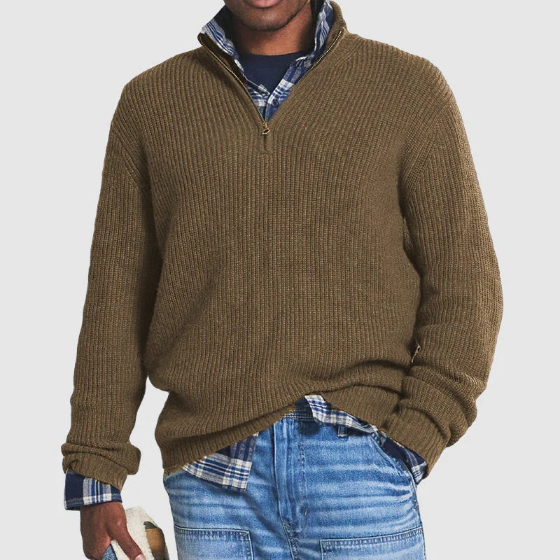Zip-Up Collar Sweater