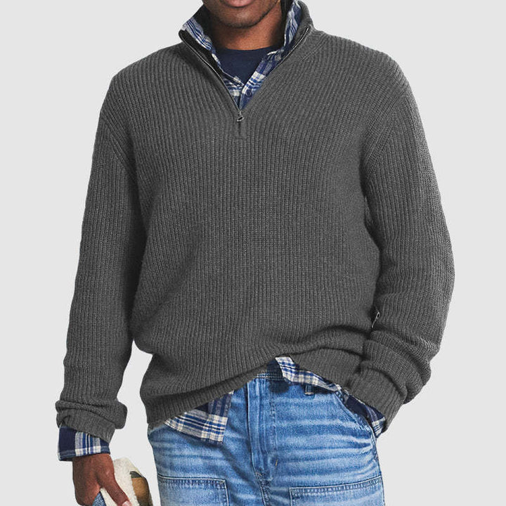 Zip-Up Collar Sweater