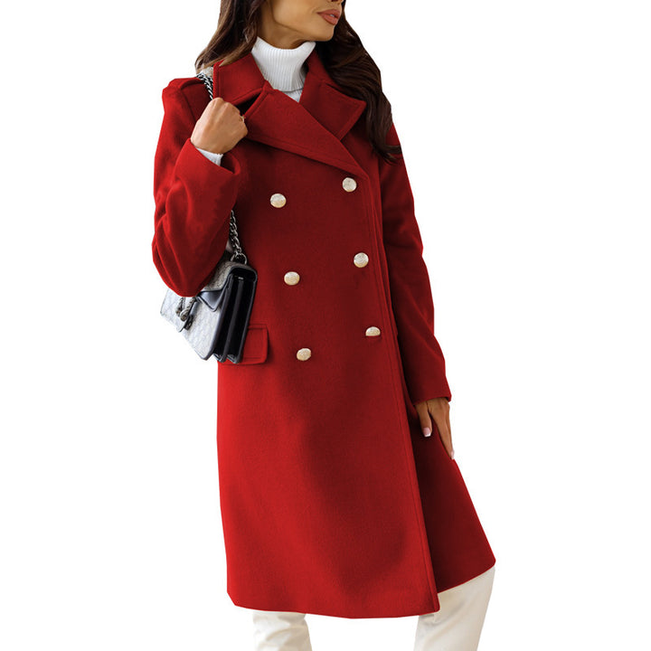 Women'S Double-Breasted Woolen Coat